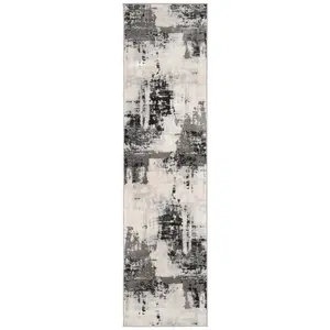 Silver Grey Transitional Contemporary Abstract Living Runner Rug 70x240cm