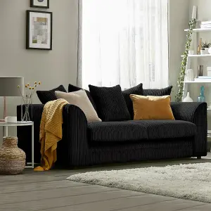 Chicago Jumbo Cord 3 Seater Sofa Black