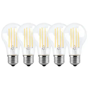 Harper Living 8 Watts A60 E27 LED Bulb Clear Cool White Dimmable, Pack of 5