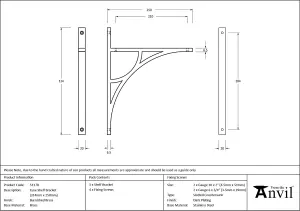 From The Anvil Burnished Brass Tyne Shelf Bracket (314mm x 250mm)