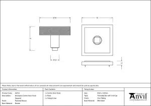 From The Anvil Polished Bronze Brompton Centre Door Knob (Square)