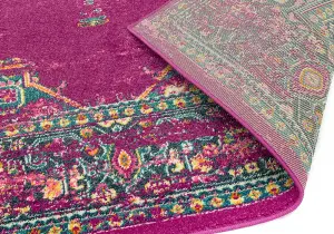 Modern Floral Rug, Bordered Bedroom, & LivingRoom Rug, Geometric DiningRoom Rug, 9mm Thick Fuchsia Rug-200cm X 290cm