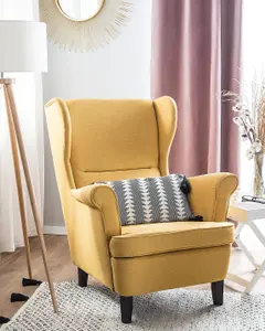 Wingback Chair ABSON Fabric Yellow