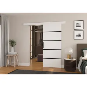 Tauranac Sliding Door Laminate White / 205 cm H x 86 cm W x 16 cm D