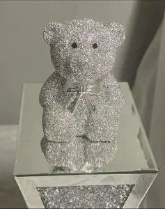 Crushed Crystal Teddy Bear Sparkle Ornament Bling Crushed Diamond