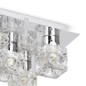 ValueLights Ritz Modern Chrome Ice Cube 5 Way Flush Ceiling Spotlight - Complete 3w G9 LED Light Bulbs 3000K Warm White