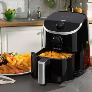 Daewoo Compact Air Fryer 2 Litre Mini Space Saving Energy Efficient Adjustable Thermostat