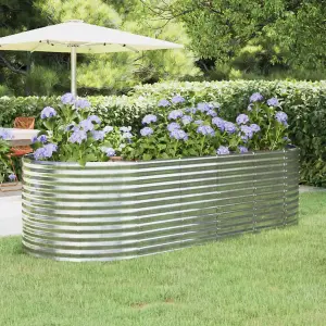 Berkfield Garden Planter Powder-coated Steel 249x100x68 cm Silver