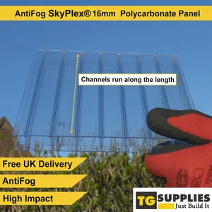 High Impact AntiFog 16mm Clear Polycarbonate Sheet SkyGlaze - UV Protected Panel - 2100x3250mm