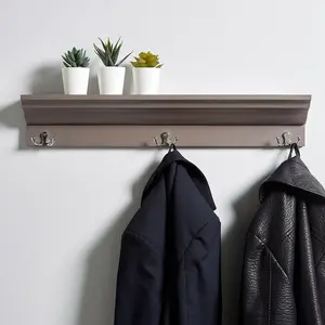 Makhzane Irregular Floating Shelf with Hooks Grey