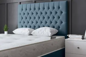 Seraphine Blue Upholstered Divan Bed with Headboard Single