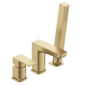 Zoia Gold Deck Mounted 3 Hole Bath Shower Mixer