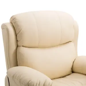 HOMCOM Massage Recliner Chair Manual Reclining Chair with Footrest Remote Beige