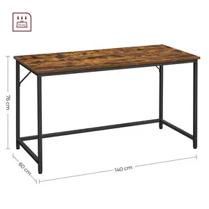 Jana Desk Rustic Brown/Black / 76cm H x 140cm W x 60cm D