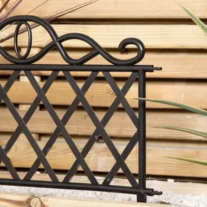 Pack of 12 27cm Black Plastic Garden Patio Lawn Border Fence Edging