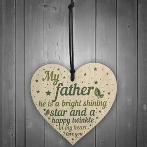 Red Ocean Dad Father Memorial Hanging Wooden Heart Remembrance Plaque Keepsake Gift For Dad