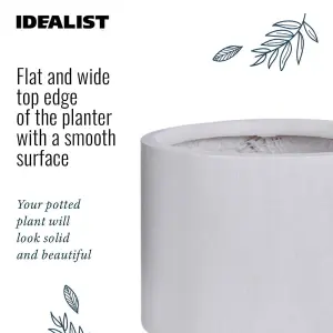 Set of two IDEALIST™ White Reinforced Stone Flower Pots, Round Indoor Planters on Detachable Metal Stands: D20 H35 cm + D26 H50 cm