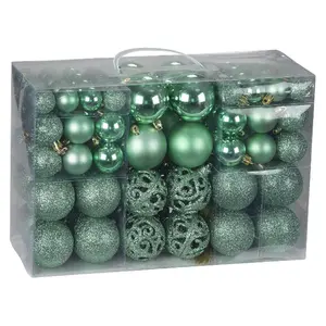 100 Piece Shatterproof Christmas Bauble Set Duck Egg