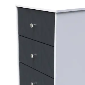 San Jose Ready assembled Indigo & white 5 Drawer Bedside chest (H)1120mm (W)450mm (D)395mm