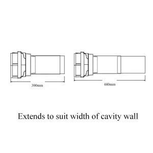 Buff Airbrick 9" x 9" with Extendable 6" Pipe for Cavity Wall Ventilation