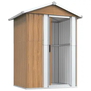 Garden Shed Galvanised Steel Outdoor Shed Bin Storage Brown