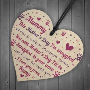 Red Ocean Mummy To Be Gifts Novelty Mothers Day Gift From Bump Wooden Heart Sign Mum Gifts From Baby Daughter Son