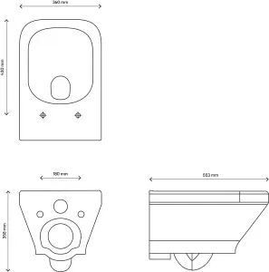 GoodHome Teesta White Wall hung Square Toilet with Soft close seat