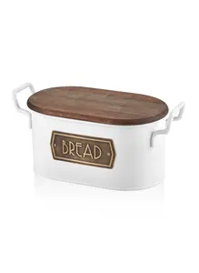 Rozi White Bread Bin - 17 cm (H) x40 cm (W) x 20 cm (D)