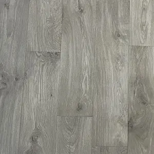 Grey 961M Wood Effect Anti-Slip Contract Commercial Vinyl Flooring for Restaurants Gyms -2m(6'6") X 2m(6'6")-4m²