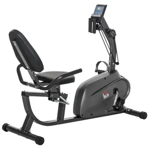 HOMCOM Exercise Training Stationary Cycling Bike w/ LCD Monitor & Pad Holder