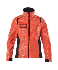 Mascot Accelerate Safe Ladies Fit Softshell Jacket with Reflectors (Hi-Vis Red/Dark Navy)  (Large)