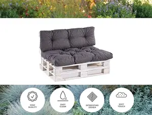 Garden Outdoor Pallet Cushions EURO Corner Sofa 200x240 Grey Tufted Quilted Pads