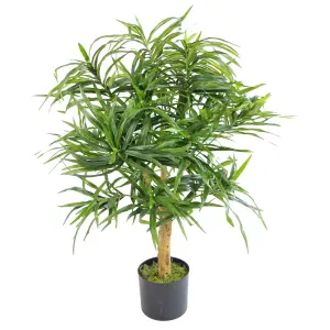 Artificial Ficus Tree Plant Green Dracaena 100cm Natural Wood Trunk Realistic Botanik