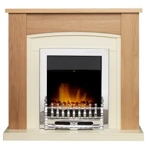 Adam Chilton Fireplace in Oak & Cream with Blenheim Electric Fire in Chrome, 39 Inch