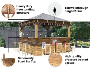 Dunster House Garden Bar 3 x 3 metres Wooden Outdoor Pub Shed Gazebo Kiosk Counter Barzebo Leviathan C