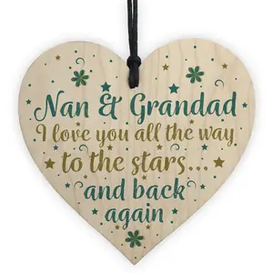 Red Ocean Nan And Grandad Gifts Hanging Heart Sign Birthday Christmas Cards Xmas Grandparent Gifts