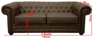 Venus Chesterfield Style Sofa 3 Seater 2 Seater Brown Faux Leather