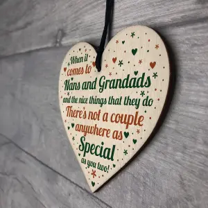 Red Ocean Nan And Grandad Christmas Gifts Birthday Gifts Wooden Heart Keepsake Sign THANK YOU