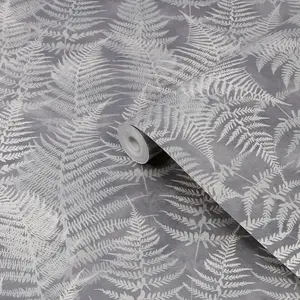 Clarissa Hulse Woodland Fern Pewter Smooth Wallpaper