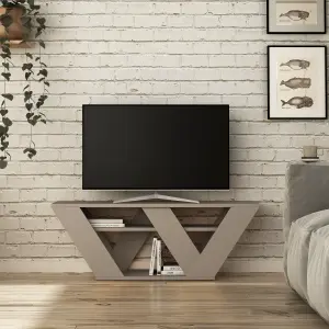 Decortie Pipralla Modern TV Stand Unit with Shelves for Up to 43" TVs Mocha Grey 110cm