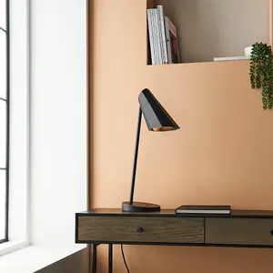 Matt Black Angled Table Lamp - Adjustable Head - Modern Desk Task Light