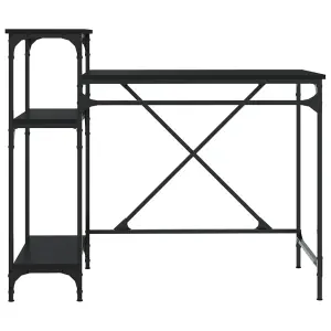 Berkfield Desk with Shelves Black 105x50x90 cm Engineered Wood&Iron