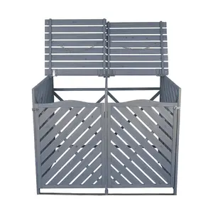 Wooden Double Wheelie Bin Storage - Grey