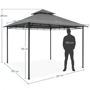 Yaheetech Dark Grey 3.3 x 3.3m Outdoor Garden Patio Gazebo with Water-resistant Fabric