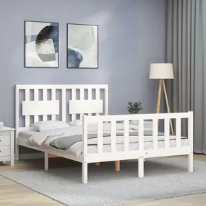 Berkfield Bed Frame with Headboard White 120x200 cm Solid Wood