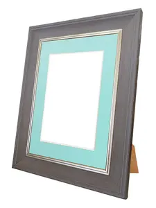 Scandi Slate Grey Frame with Blue Mount for Image Size 5 x 3.5 Inch