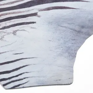 Faux Zebra Print Black White Abstract Animal Modern Cowhide Rug for Living Rug for Living Room and Bedroom-130cm X 155cm