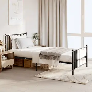 Berkfield Metal Bed Frame with Headboard and Footboard Black 100x200 cm