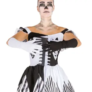 Women's Black-White Skeleton Costume - white L