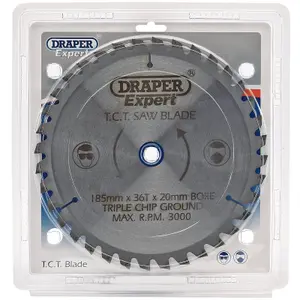 Draper Expert TCT Saw Blade, 185 x 20mm, 36T 03637